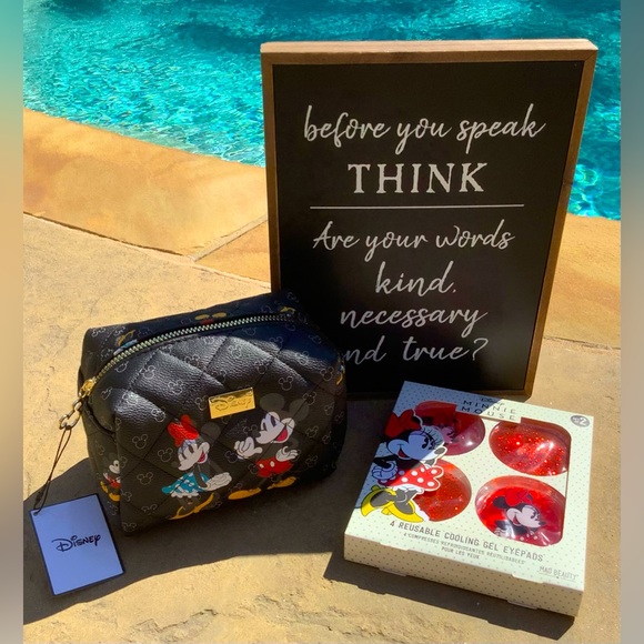 Disney Other - ❤️”Before you speak…”❤️NEW Disney kindness bundle - wall hanging, pouch, eyepads